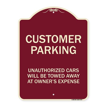 Signmission Designer Series-Unauthorized Cars Will Be Towed Away At Owners Expense, 18" L, 24" H, BU-1824-9747 A-DES-BU-1824-9747